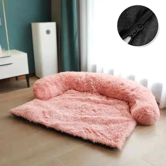 SnuggleNest Calming Bed – Soft Pet Sofa Protector