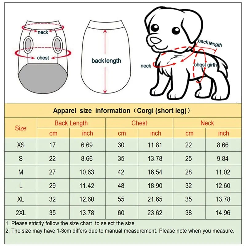 Dog Bathrobe Chart