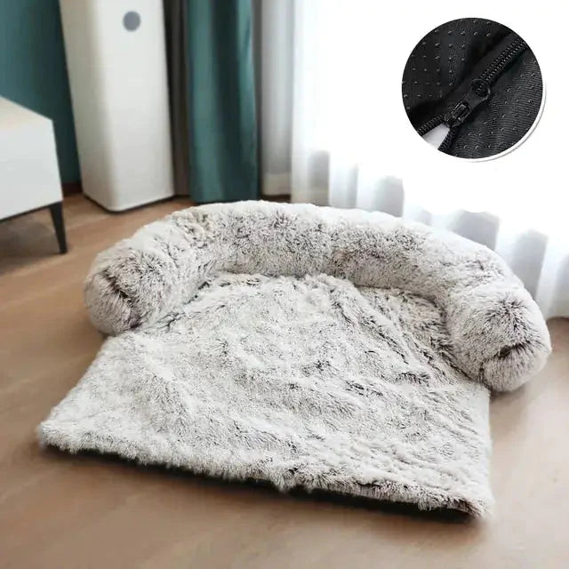 SnuggleNest Calming Bed – Soft Pet Sofa Protector
