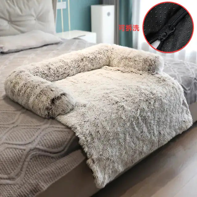 SnuggleNest Calming Bed – Soft Pet Sofa Protector
