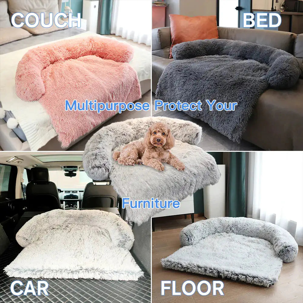 SnuggleNest Calming Bed – Soft Pet Sofa Protector