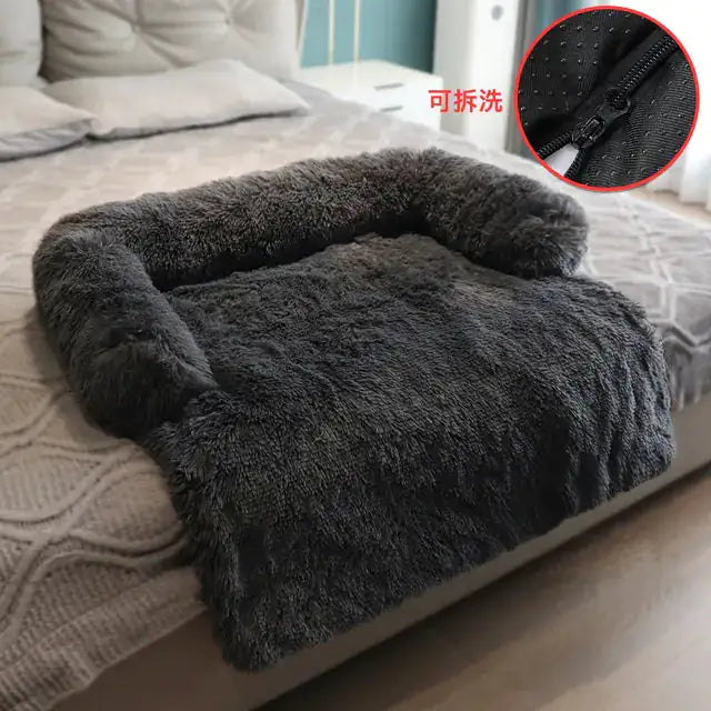 SnuggleNest Calming Bed – Soft Pet Sofa Protector